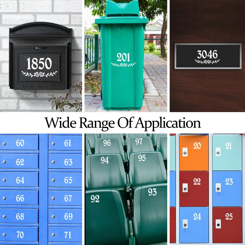 HLARTNET 3 Inch Reflective White Mailbox Numbers Stickers  4 Set Waterproof Rustic Mailbox Decal  Self Adhesive Vinyl Number for Mail box  Door  Garbage Bins - Image 4